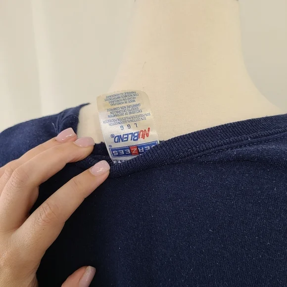 Vintage cat sweatshirt kittens apple basket fall harvest navy blue size large - Picture 6 of 6